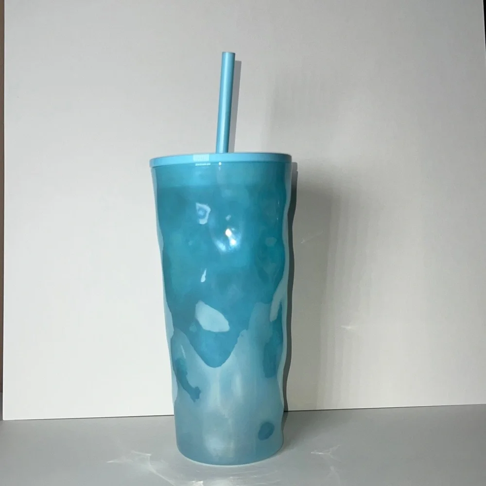 Starbucks 2024 Icy Blue Mottled Luster Glass Tumbler 18oz - Spring Collection